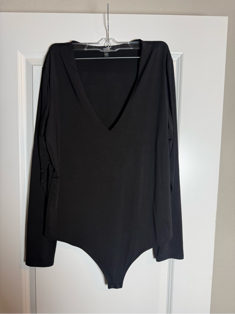 Express Black Deep V-Neck Long Sleeve Bodysuit